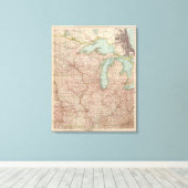 13435 Mich, Wis, Minn, Ia, Mo, Ill, Ind, Ky キャンバスプリント (インサイチュ (ウッドフロア))