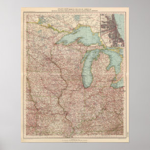 13435 Mich, Wis, Minn, Ia, Mo, Ill, Ind, Ky ポスター