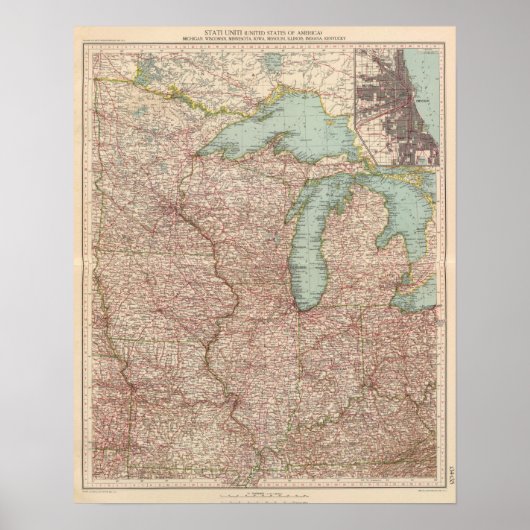13435 Mich, Wis, Minn, Ia, Mo, Ill, Ind, Ky ポスター (正面)