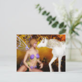 136.一角獣（ユニコーン）と妖精 ポストカード (スタンド正面)