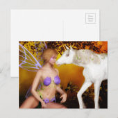 136.一角獣（ユニコーン）と妖精 ポストカード (正面/裏面)