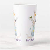 136.孔雀と鴨と雛 カフェラテマグ (正面)