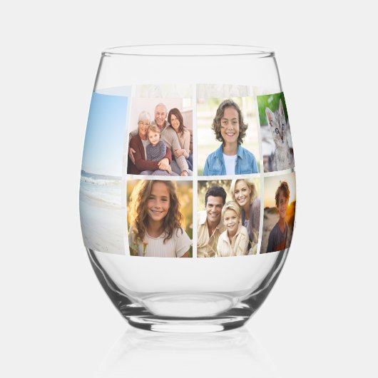 13 パーソナライズされたフォトコラージュ、お使いのカスタム文字 ステムなしワイングラス (裏面)