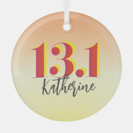 13.パーソナライズされた1ハーフマラソン走ズ ガラスオーナメント