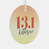 13.パーソナライズされた1ハーフマラソン走ズ ガラスオーナメント (正面右)