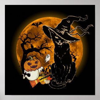 13 ビンテージ ハロウィン おばけ 黒猫 魔女 コスチューム ポスター