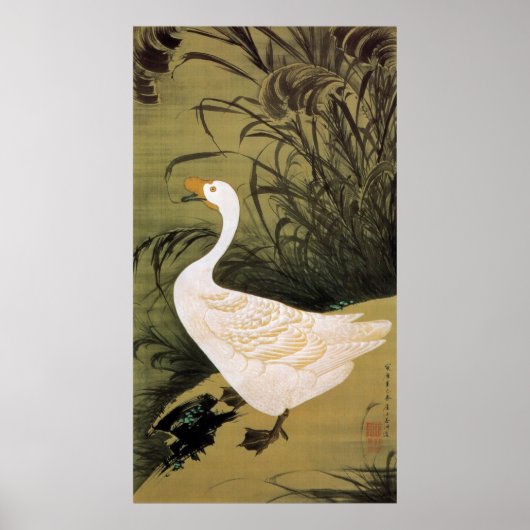 13. 芦鵞図, 若冲 Reed & Goose, Jakuchū, Japan Art ポスター (正面)