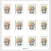 13 花のカップ シール (シート)
