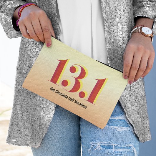 13.1ハーフマラソランニングンの黄はっきりした赤文字 アクセサリーポーチ