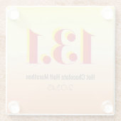 13.1ハーフマラソランニングンの黄はっきりした赤文字 ガラスコースター (裏面)