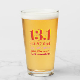 13.1ハーフマラソン距離イエローレッド タンブラーグラス