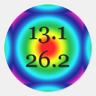 13.1 26.2ハーフアンドフルマラソンレインボステッカー ラウンドシール