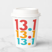 13.1 Half-Marathon Runner themed red orange teal 紙コップ (正面)