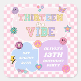 13 A Vibe 名門私立校風の Patch 13th誕生日パーティー スクエアシール