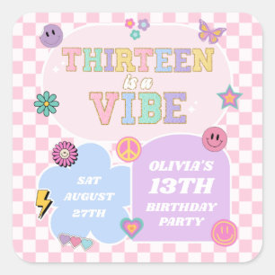 13 A Vibe 名門私立校風の Patch 13th誕生日パーティー スクエアシール