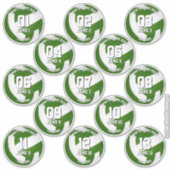 13 green volleyball stickers one for each athlete シール (正面)