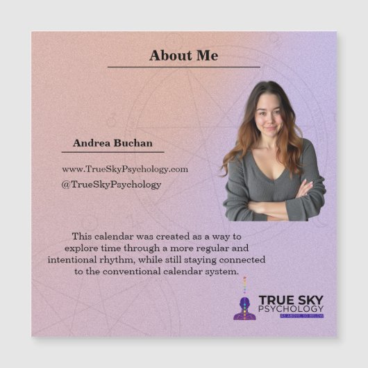 13-Month Moon Phase Zodiac About Calendar (正面)