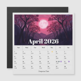 13-Month Moon Phase Zodiac April Calendar
