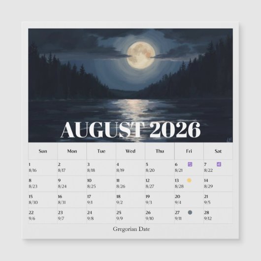 13-Month Moon Phase Zodiac august Calendar (正面)