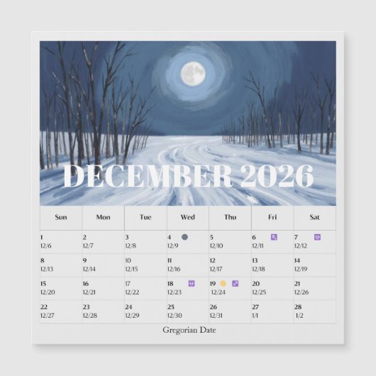 13-Month Moon Phase Zodiac december Calendar (正面)