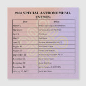 13-Month Moon Phase Zodiac instructions Calendar (正面)