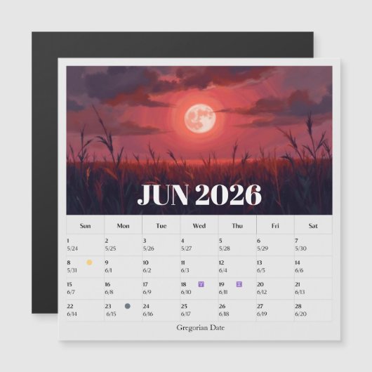 13-Month Moon Phase Zodiac jun Calendar (正面/裏面)