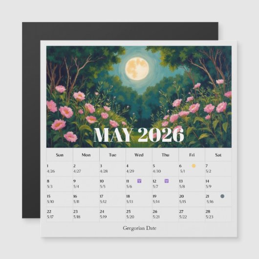13-Month Moon Phase Zodiac May Calendar (正面/裏面)