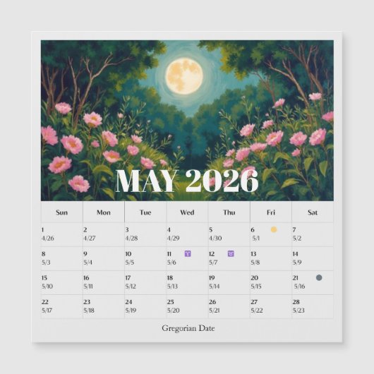 13-Month Moon Phase Zodiac May Calendar (正面)