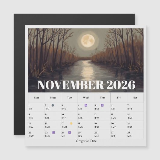 13-Month Moon Phase Zodiac november Calendar (正面/裏面)