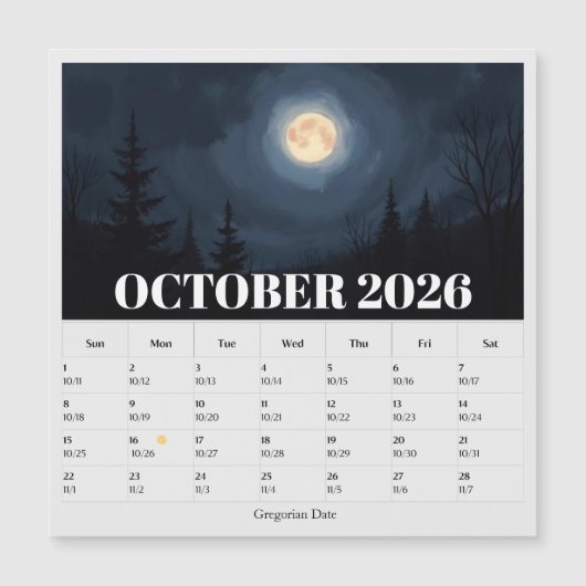 13-Month Moon Phase Zodiac october Calendar (正面)