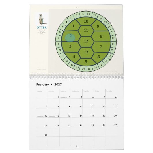  13-Moon Turtle Calendar 2026 | Lunar Phases & Wat カレンダー (2月 2027)
