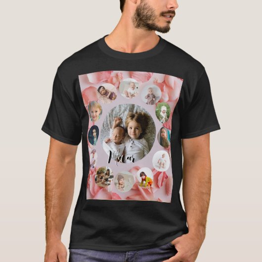 13 Photos collage パーソナライズされた Name rosy Tシャツ (正面)