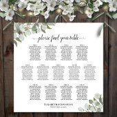 13 Table Eucalyptus Greenery Wedding Seating Chart ポスター