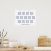 13 Table Minimalist Dark Blue Seating Chart ポスター (キッチン)