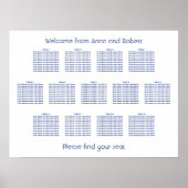 13 Table Minimalist Dark Blue Seating Chart ポスター (正面)