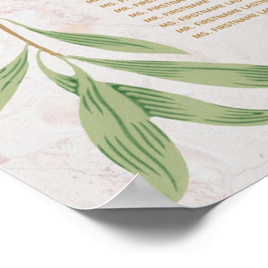 13 Tables Seating Chart Greenery Botanical Leaves  ポスター (角)