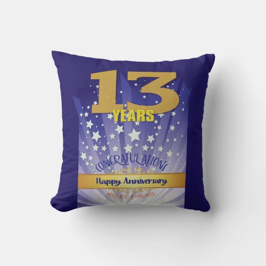 13 Year CUSTOM NAME 12 Step Anniversary Big Number クッション (正面)