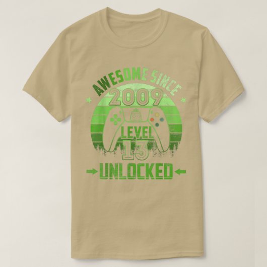 13 Year Old Birthday Unlocked Level 13 Awesome Sin Tシャツ (デザイン正面)
