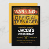 13 Year Old Teenage Birthday Boy 招待状 (正面/裏面)