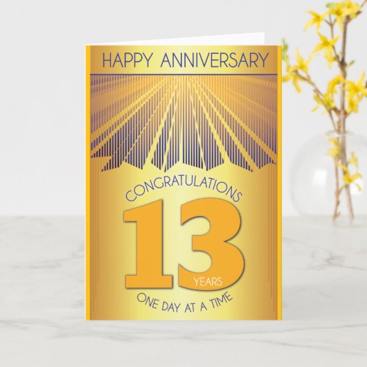 13 Year Sober Anniversary | Golden Ray 12 Step カード (黄色い花)