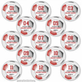 13pcセットキッズレッドブラックサッカーチームの色 シール (正面)