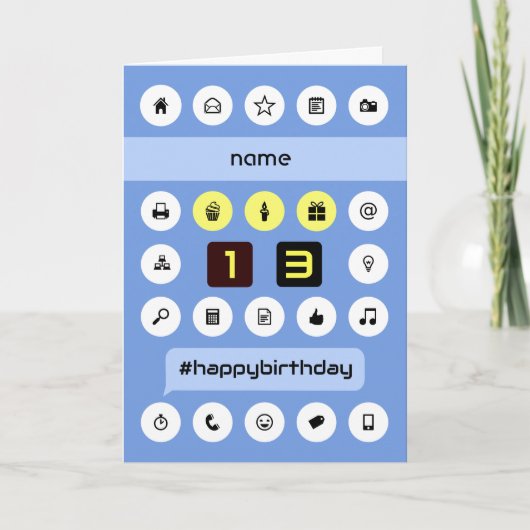 13thコンピューティング誕生日の追加パーソナライズされた名 カード (正面)