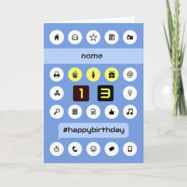 13thコンピューティング誕生日の追加パーソナライズされた名 カード