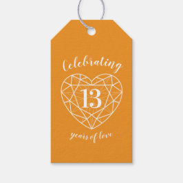 13thシトリン結婚の記念日ハート宝石オレンジ ギフトタグ