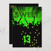 13thスウィート13バースデーパーティーチケットライム 招待状 (正面/裏面)