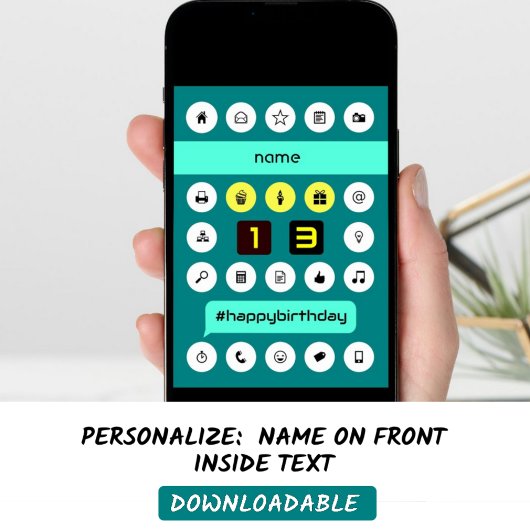 13thハッシュタグコンピューティング誕生日の追加の名前 カード