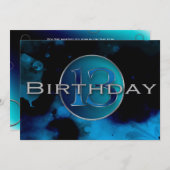 13thバースデーパーティーの招待状 – Blues抽象芸術 招待状 (正面/裏面)
