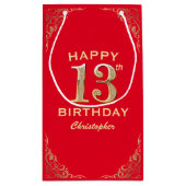 13thバースデーパーティードレッドと金ゴールドグリッター枠 スモールペーパーバッグ (裏面)