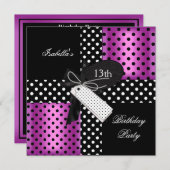 13thバースデーパーティー10代の若者女子 招待状 (正面/裏面)