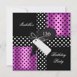 13thバースデーパーティー10代の若者女子 招待状
